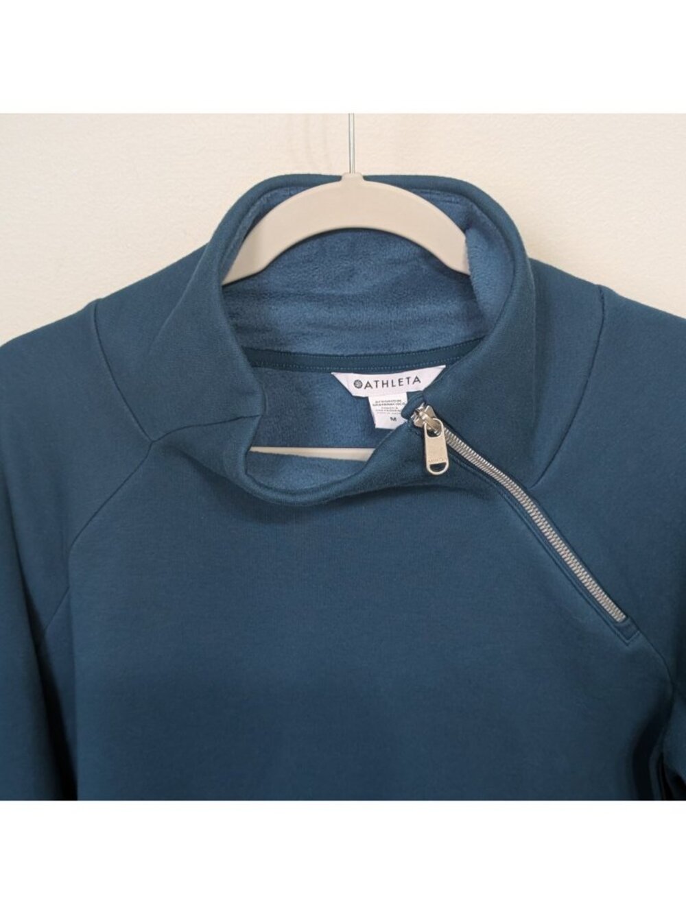 ATHLETA Sweatshirt Teal Cozy Karma Asym Pullover Long Sleeve Women's Size M - Picture 2 of 10
